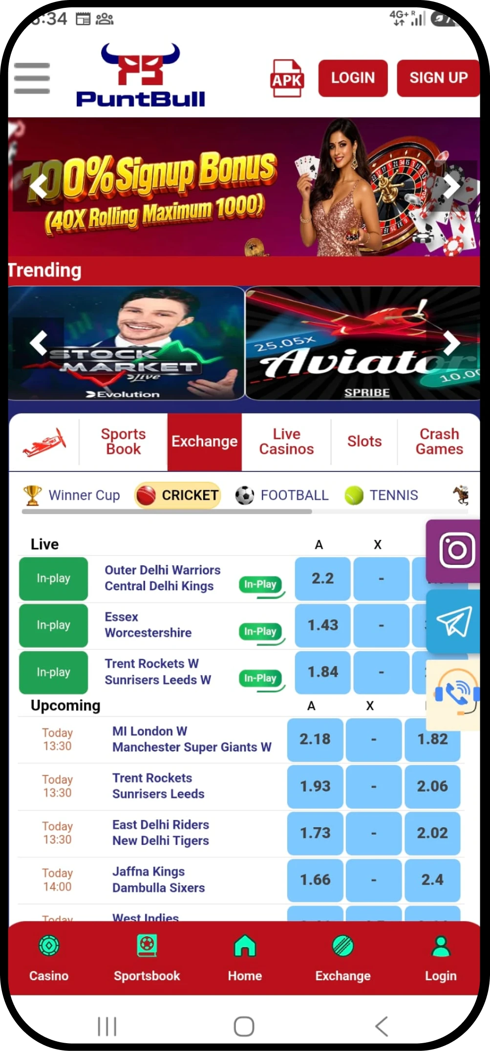 PuntBull mobile app preview